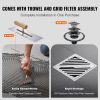 VEVOR Shower Curb Kit, 72"x72" Shower Pan Kit with 2" PVC Central Flange, 4" Stainless Steel Grate, Waterproof Shower Curb & Membrane & Strip