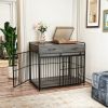 Large Dog Crate Furniture, Indoor Dog Kennel with Storage Drawers, Double Doors Dog Crate End Table Large, Heavy Duty Dog Crate