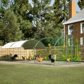 Large Metal Chicken Coop (Color: Silver)